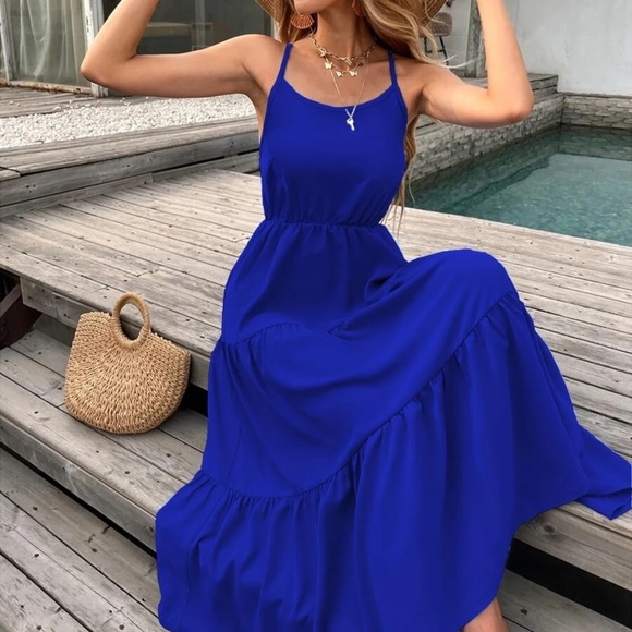 BellanBlue Dresses & Skirts - Boho Criss Cross Back Ruffle Cami Dress